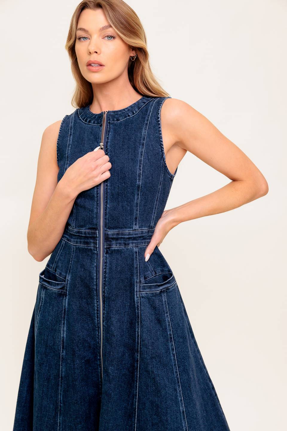 RAW BEAUTY DENIM MIDI DRESS Flying Tomato